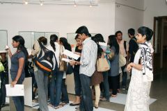 Students at the exhibition